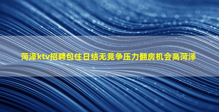 菏泽ktv招聘包住日结无竞争压力翻房机会高菏泽